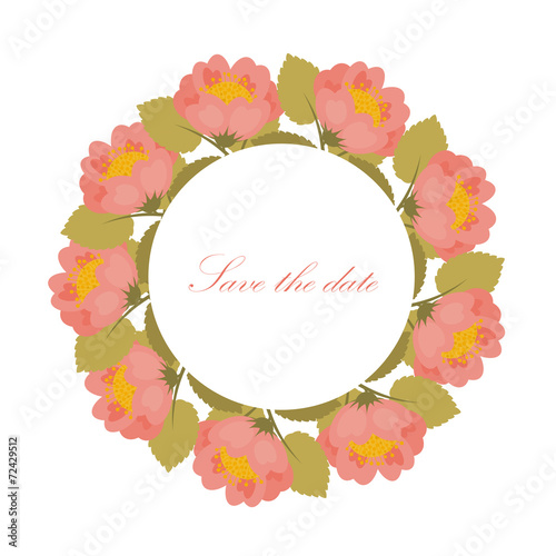 Card with wreath of flowers with place for text