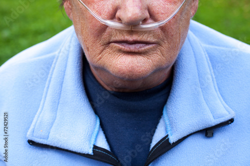 Fotografie, Obraz Elderlay woman with oxygen suplement (COPD)
