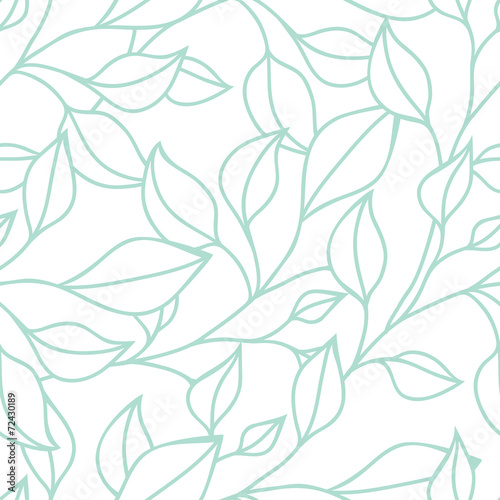 Carta da parati stile francese - Carta da parati Floral seamless pattern with green leaf. Vector background