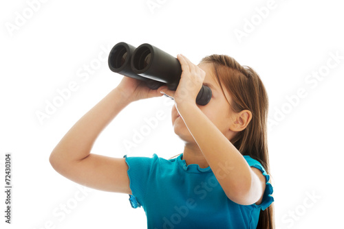 Happy girl with binoculars