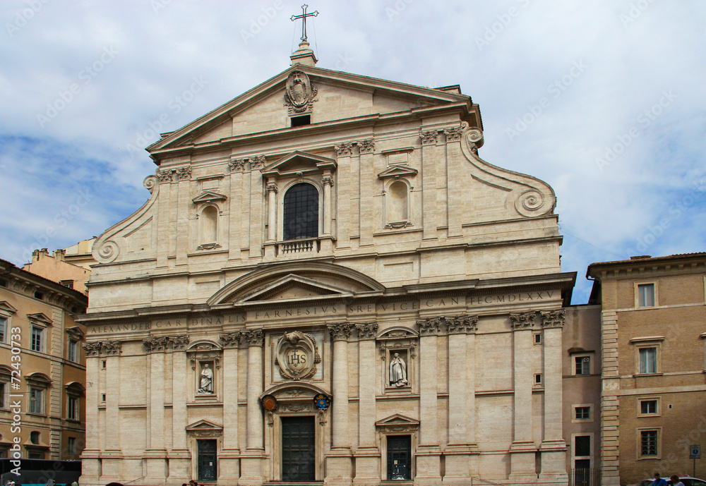 Façade de l’Eglise du Saint Nom de Jésus (Église du Gesù) à Rome