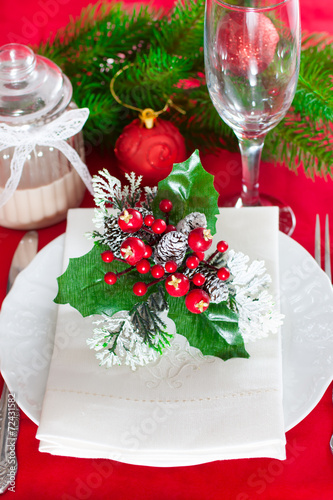 Decorated Christmas table setting