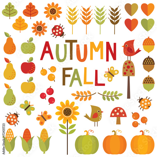 set of autumn and fall design elements