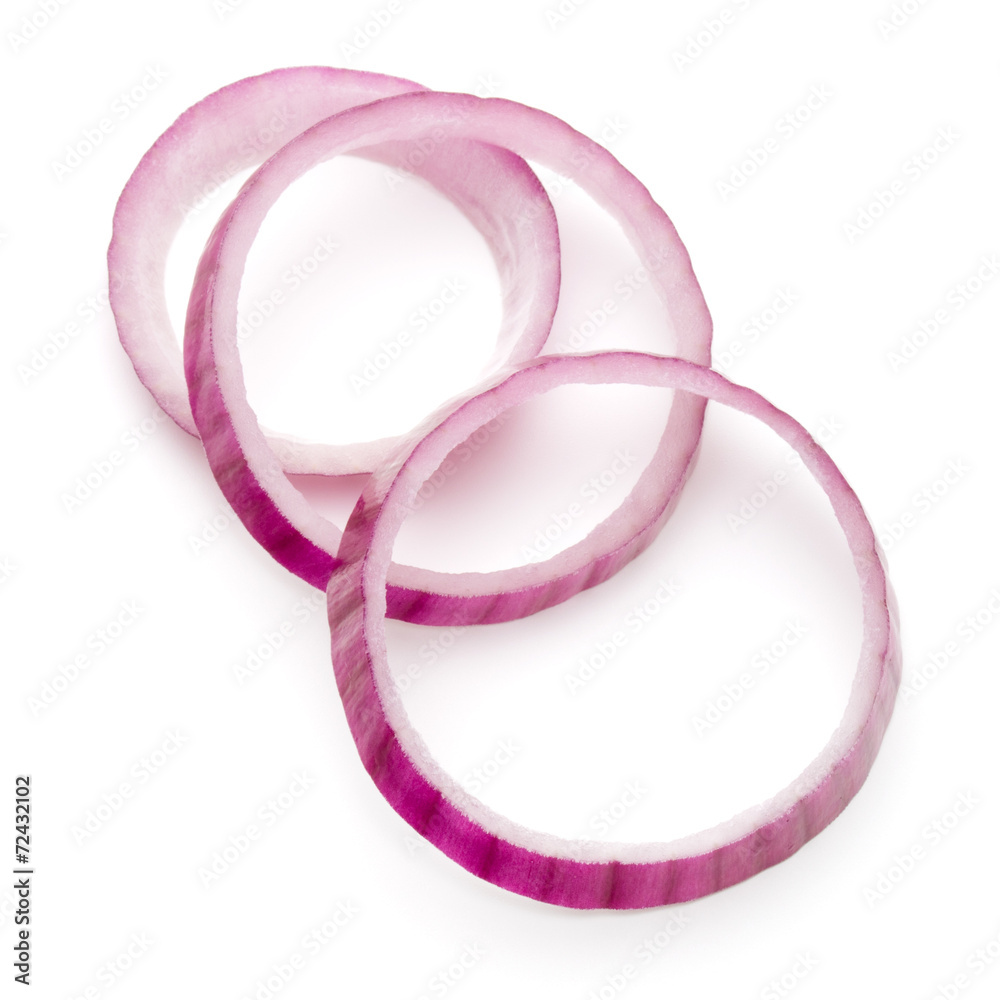 Sliced red onion rings isolated on white background cutout Sliced red onion rings isolated on white background cutout