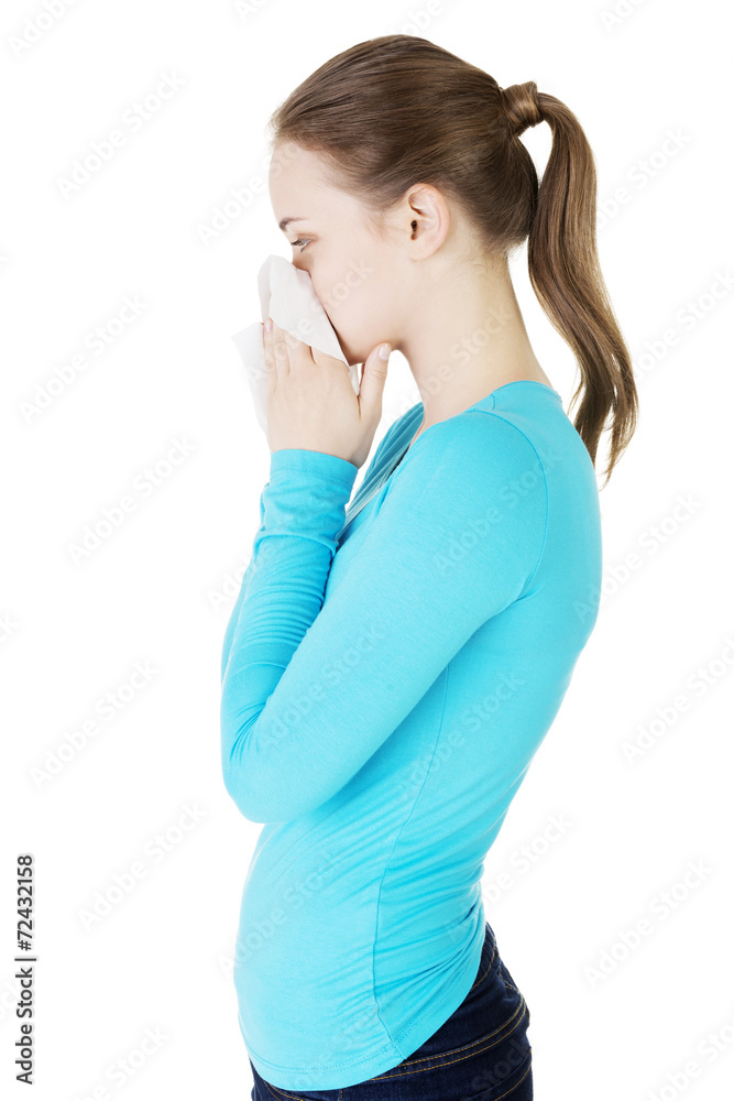 Sneezing woman