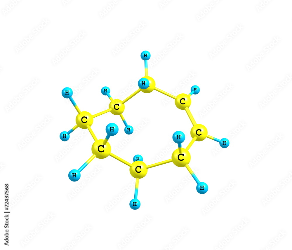 Cyclooctene molecule isolated on white Cyclooctene molecule isolated on white