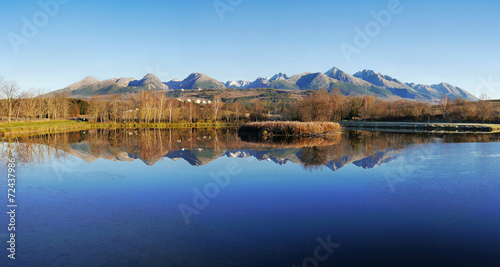 Autumn mountains with reflection in lake