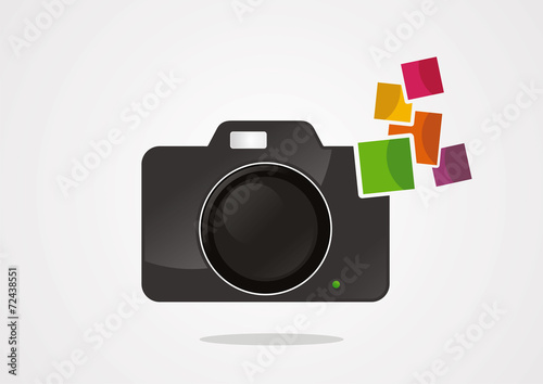 abstract digital camera with colorful shutter vector icon