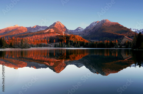 Autumn mountains with reflection in lake