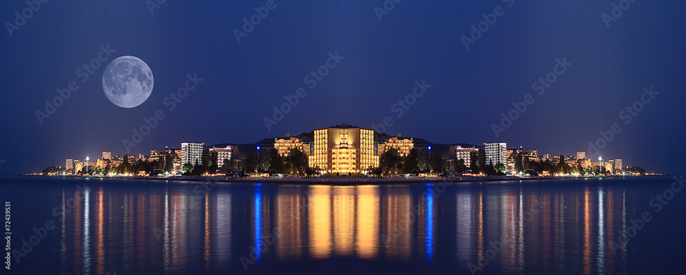 night landscape panorama sea hotels lights
