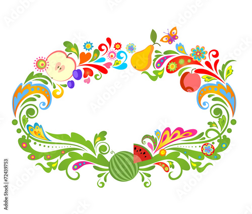 Colorful frame with fruits