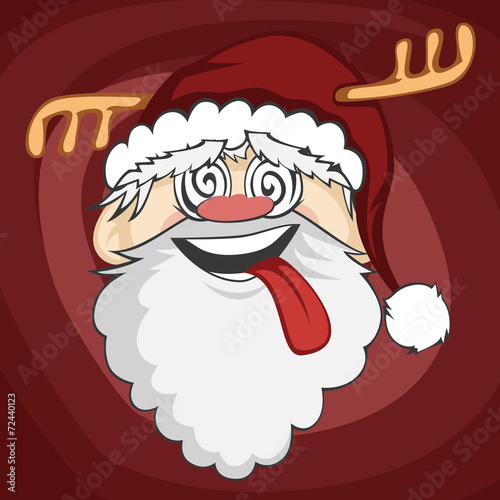Santa Claus is smiling with tongue out
