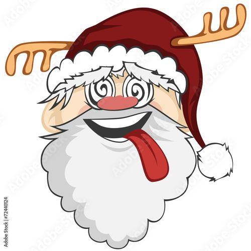 Santa Claus is smiling with tongue out