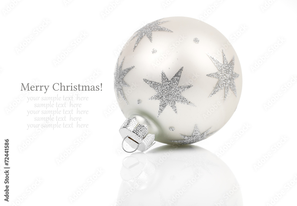 White christmas bauble isolated on white background White christmas bauble isolated on white background
