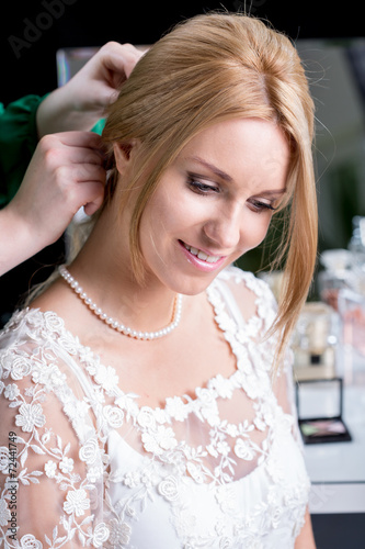 Pretty bride during wedding preparations