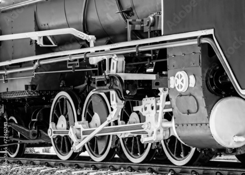Detail of Steam Locomotive, B&W