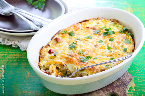 Cabbage and bacon gratin