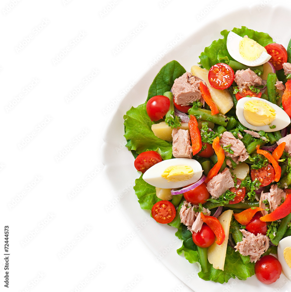 Salad with tuna, tomatoes, potato and onion Salad with tuna, tomatoes, potato and onion
