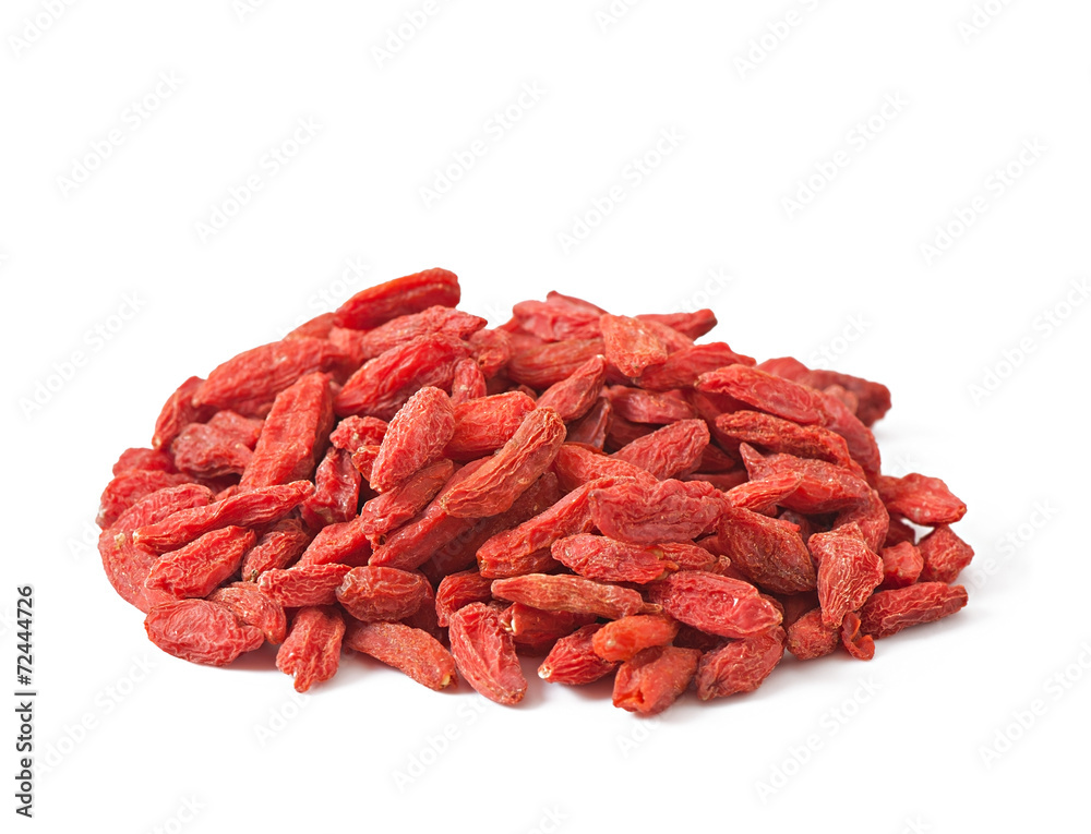 Dry red goji berries for a healthy diet isolated on white