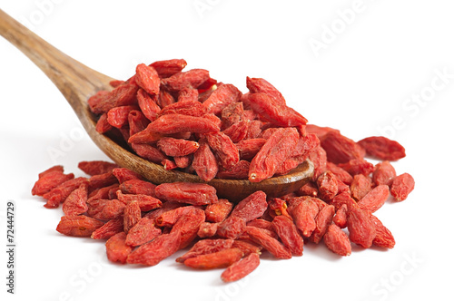 Dry red goji berries for a healthy diet isolated on white