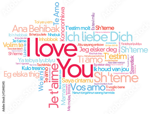 I LOVE YOU vector word cloud style