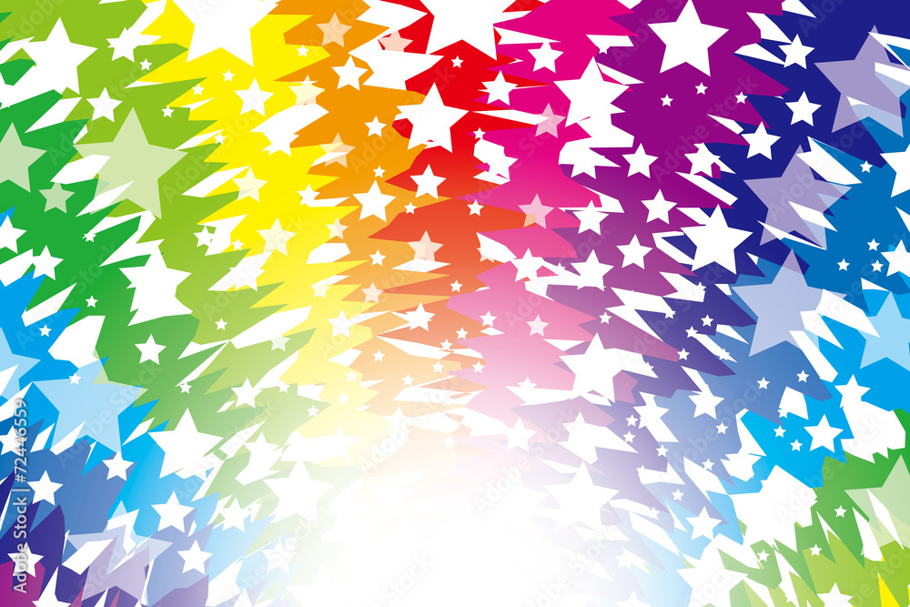 Fototapeta premium #Background #wallpaper #Vector #Illustration #design #free #free_size #charge_free #colorful #color rainbow,show business,entertainment 背景素材壁紙(ラフな虹色放射とクロス,光キラキラ星,キラ星,星の模様,放射状,星,星模様,虹,虹色,レインボー,七色)