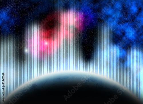 Fototapeta Naklejka Na Ścianę i Meble -  Blue planet, nebulae, stars and abstract lines