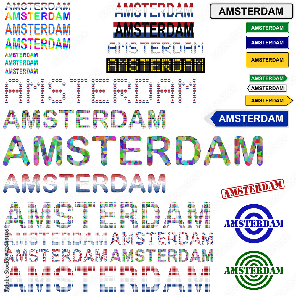 Amsterdam text design set Amsterdam text design set