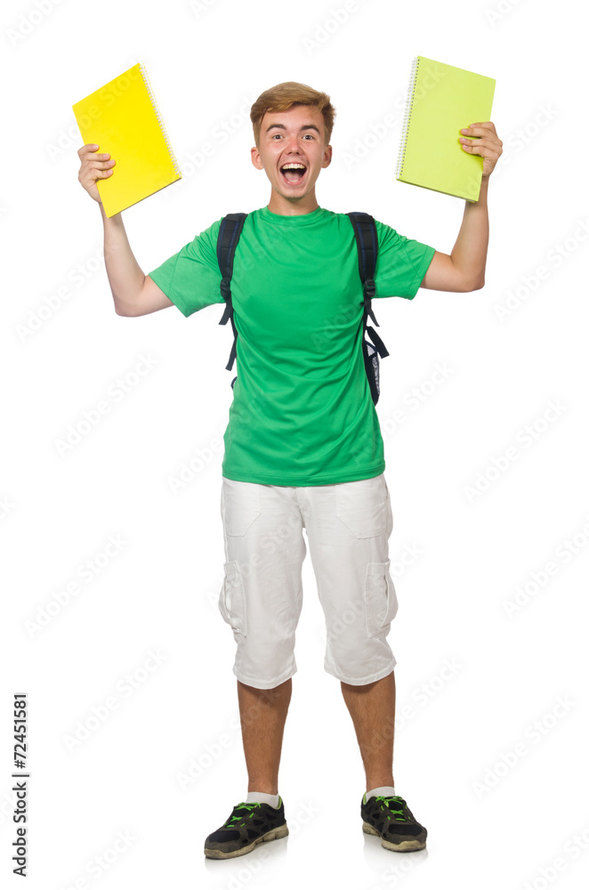 Student with textbooks isolated on the white Student with textbooks isolated on the white