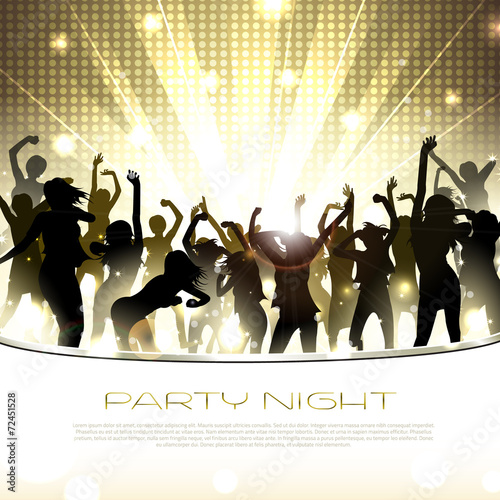 Festive background with silhouettes of dancing people