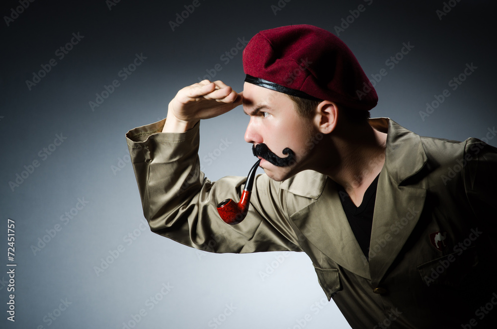Funny soldier in military concept Funny soldier in military concept