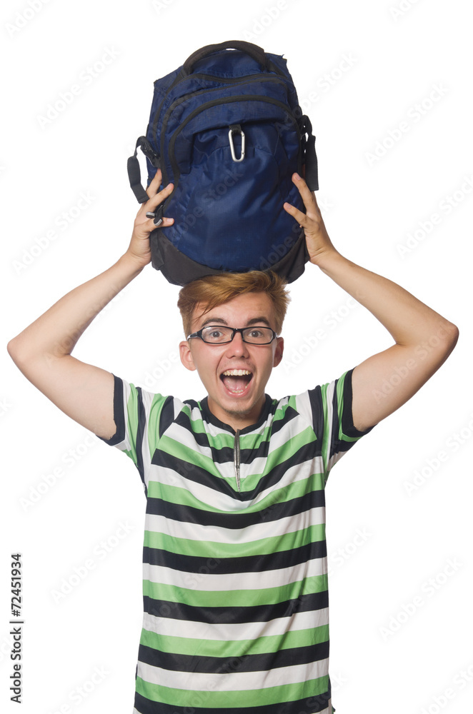 Funny student isolated on the white background