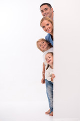 Happy family isolated on white background