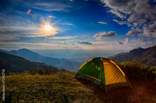 Sunset at the Tent, Northen Thai mountains
