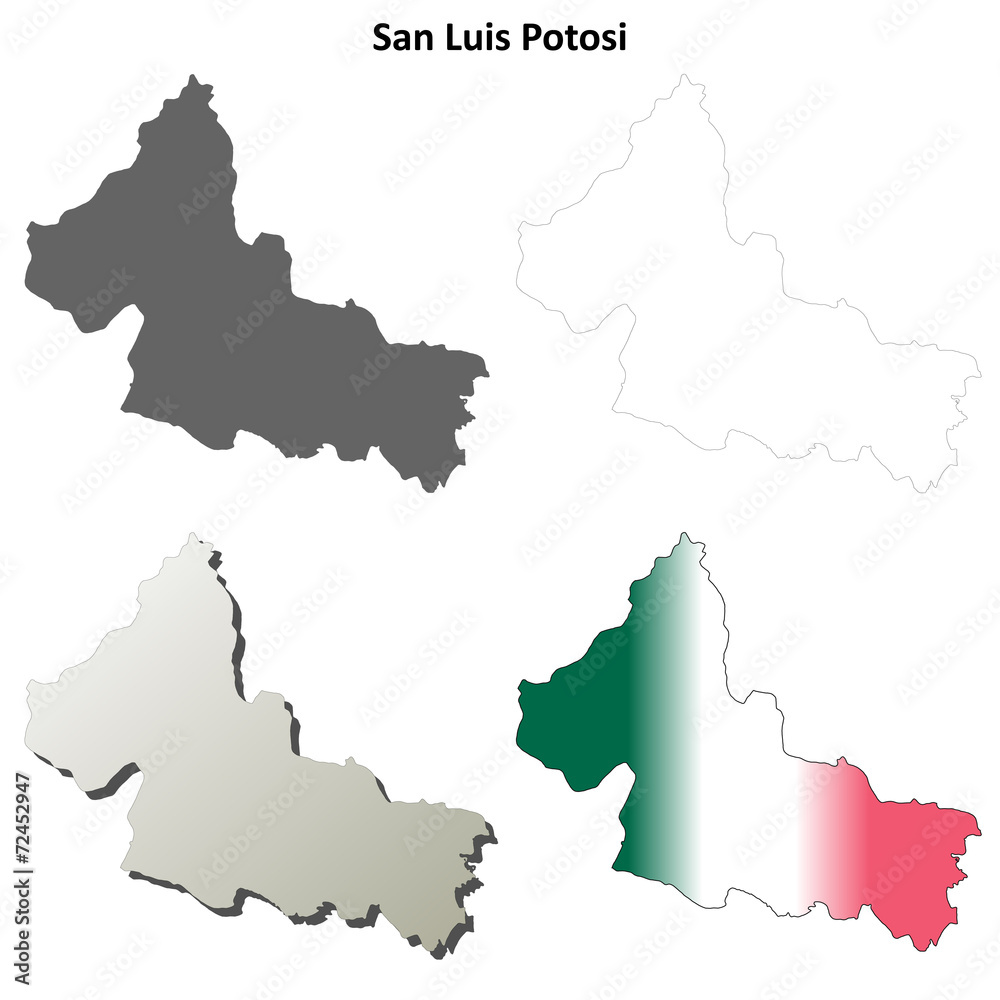 San Luis Potosi blank outline map set