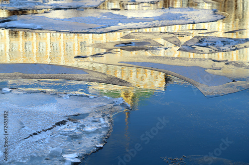 Texture of river ice photographed