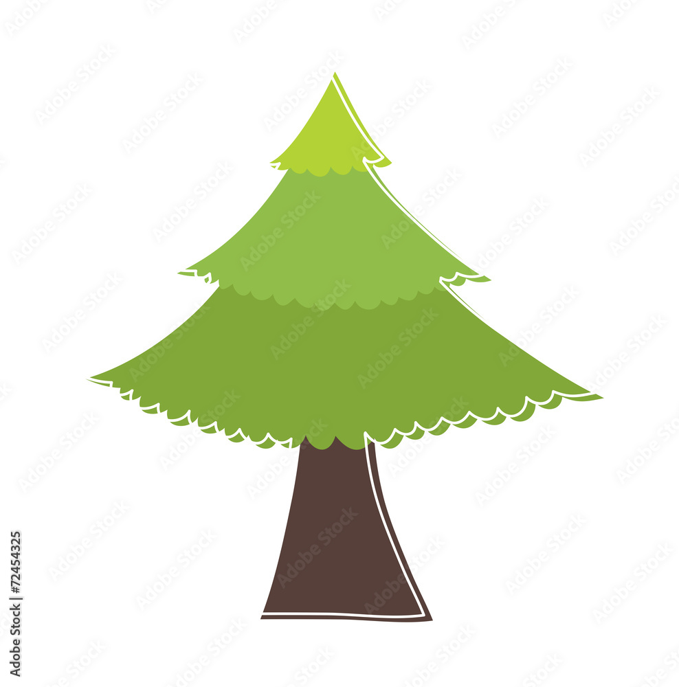 Fototapeta premium Green Christmas Tree Sticker Element