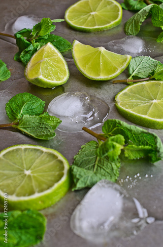 Mint, lime, ice