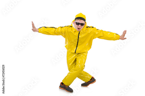 Man in yellow suit isolated on white © Elnur