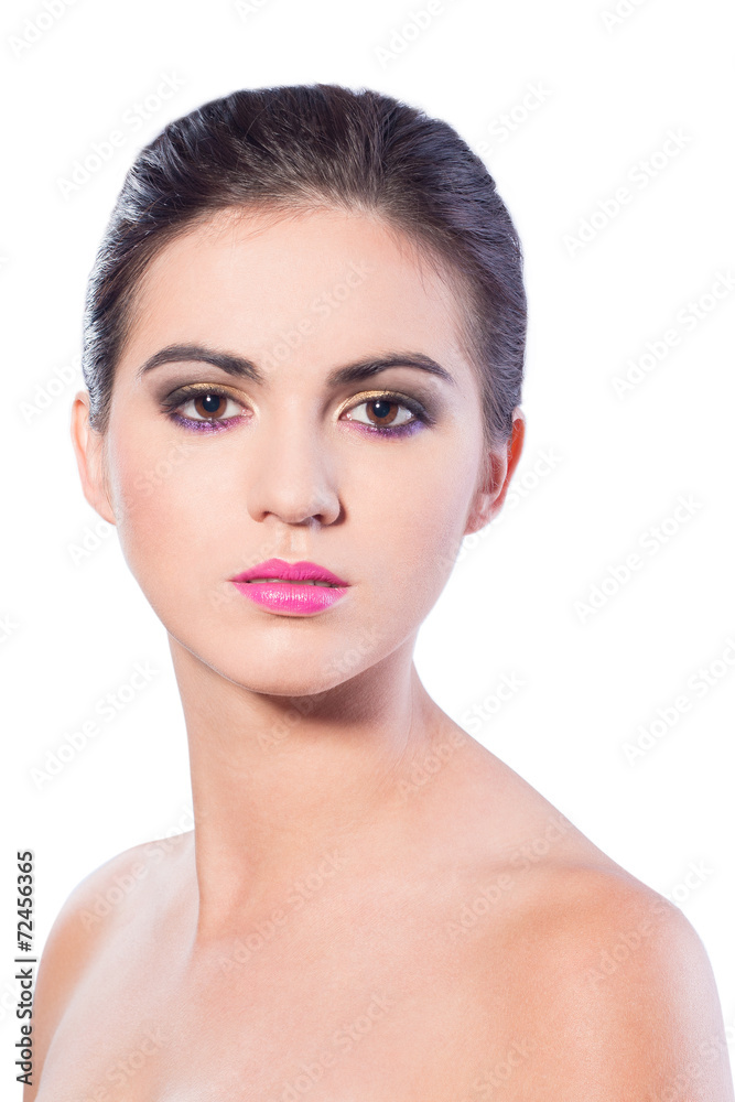 Beautiful portrait of european young woman model, isolated Beautiful portrait of european young woman model, isolated
