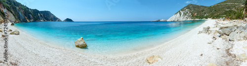 Petani Beach summer panorama (Kefalonia, Greece)