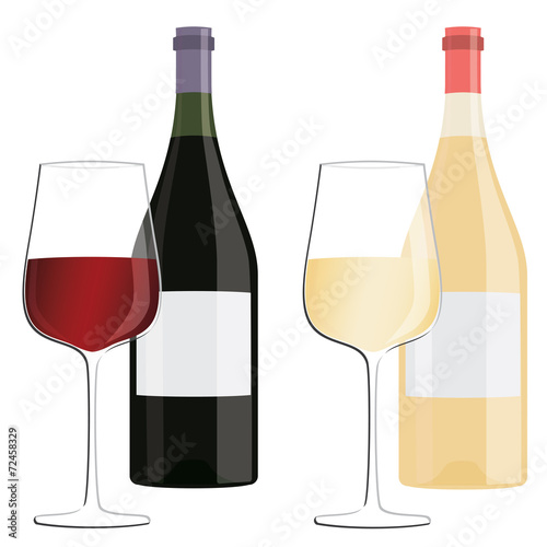 wine glasses and bottles
