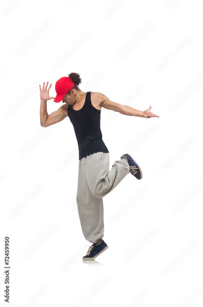 Man dancing isolated on the white