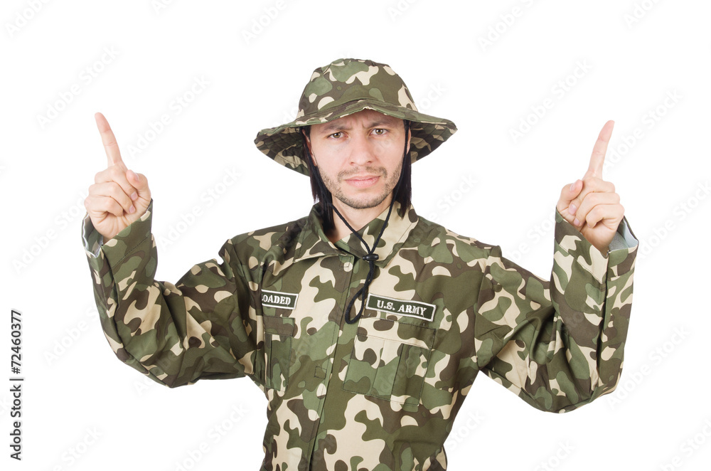 Funny soldier in military concept Funny soldier in military concept