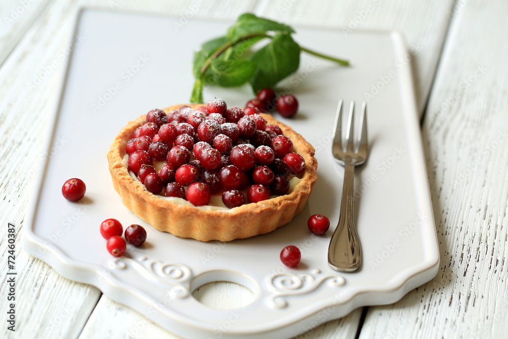 Тарт с клюквой и сыром маскарпоне