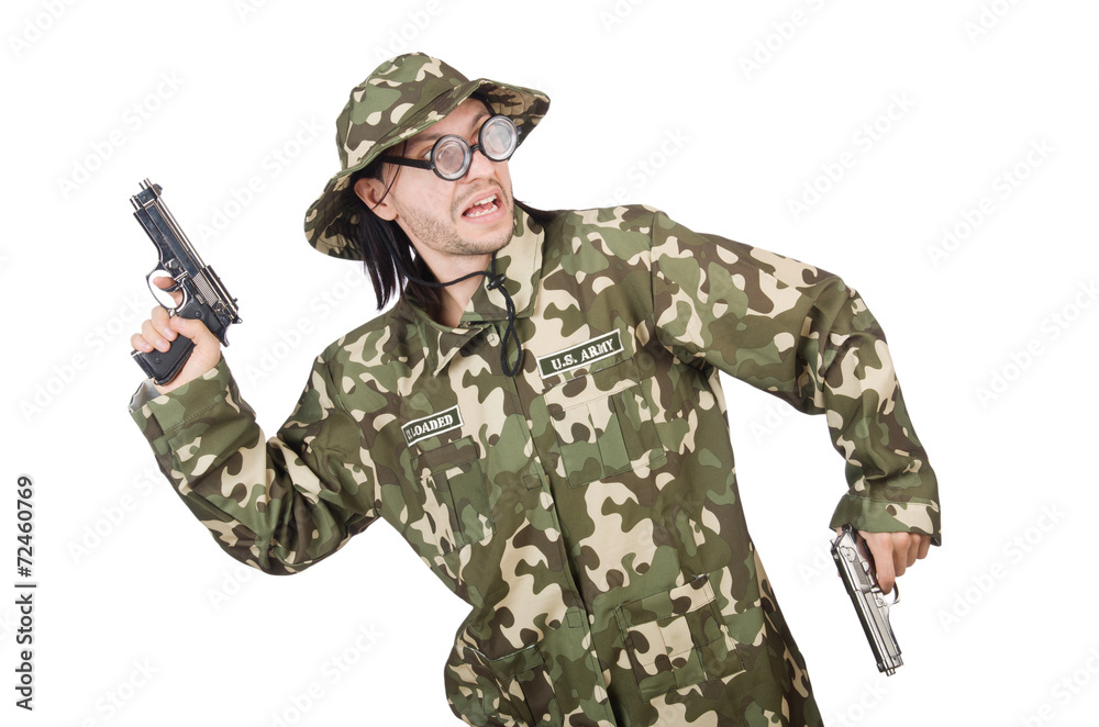 Funny soldier in military concept Funny soldier in military concept