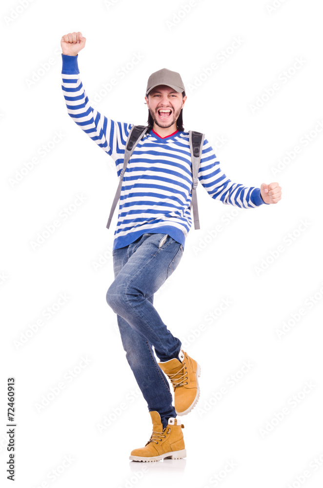Student with backpack isolated on the white Student with backpack isolated on the white