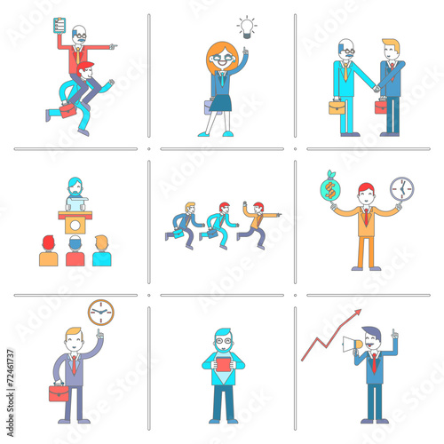 Wallpaper Mural Businessman character line icons set Torontodigital.ca