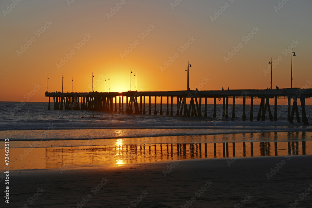 Sunset at Venice Beach with Pier, Los Angeles California