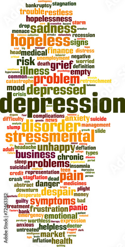 Depression word cloud concept. Vector illustration